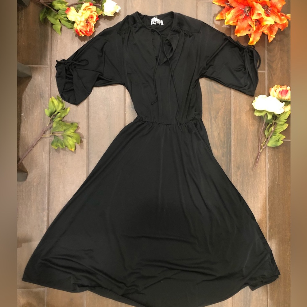 Vintage western retro bohemian black maxi dress - Picture 4 of 15